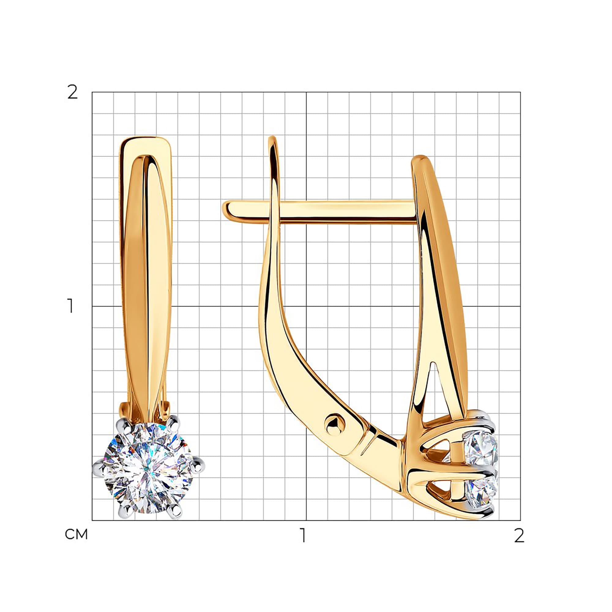 Серьги из золота 585 пробы с фианитом SOKOLOV 028317 Золото 585 пр.