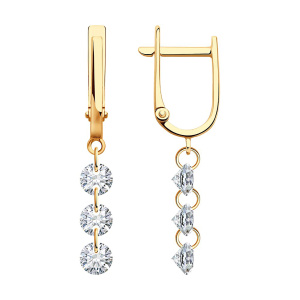 Серьги из золота 585 пробы с фианитом SOKOLOV 0200479