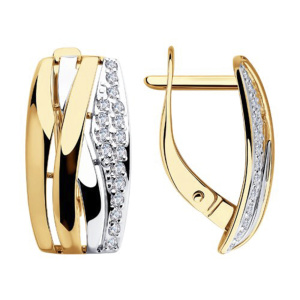 Серьги из золота 585 пробы с фианитом DIAMANT 51-120-00231-1