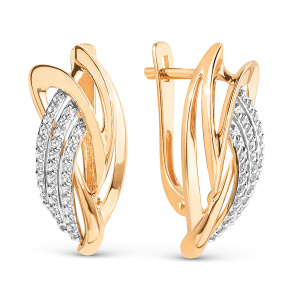 Серьги из золота 585 пробы с фианитом DINASTIA 022672-1102
