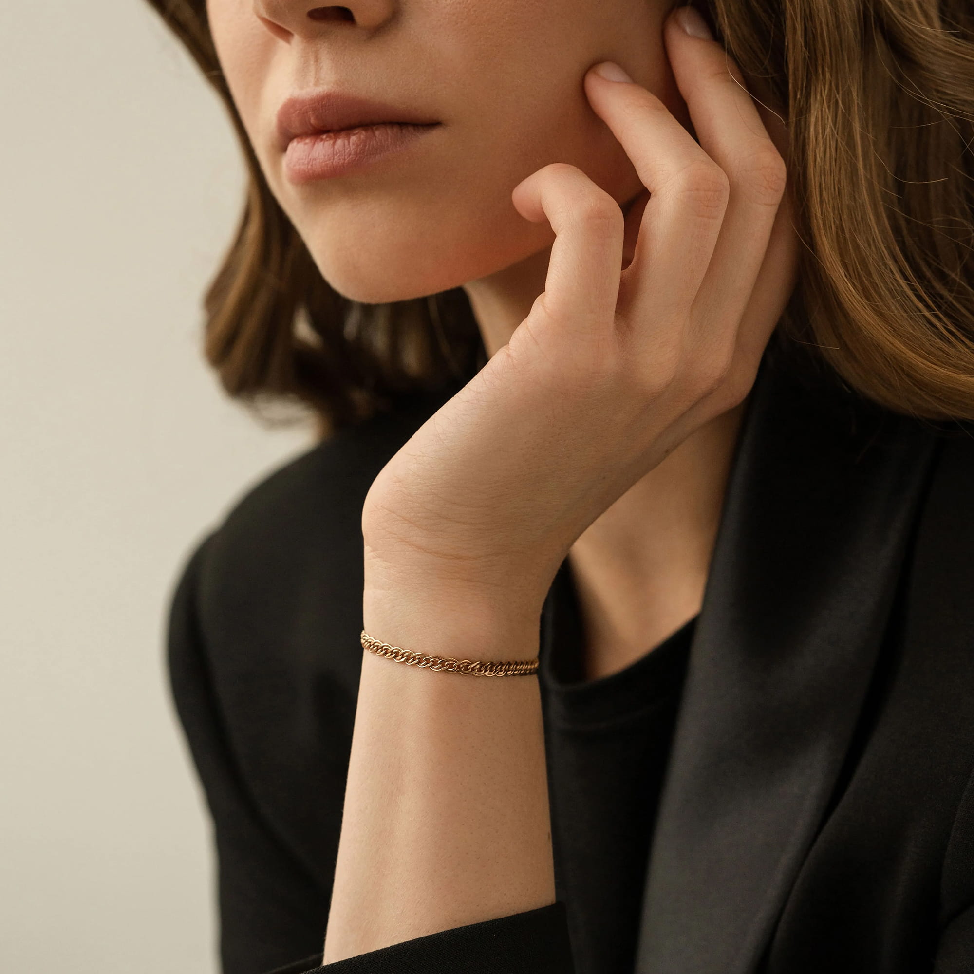 Браслет из золота 585 пробы KRASTSVETMET НБ 12-200ПГ d.0.40 Золото 585 пр.