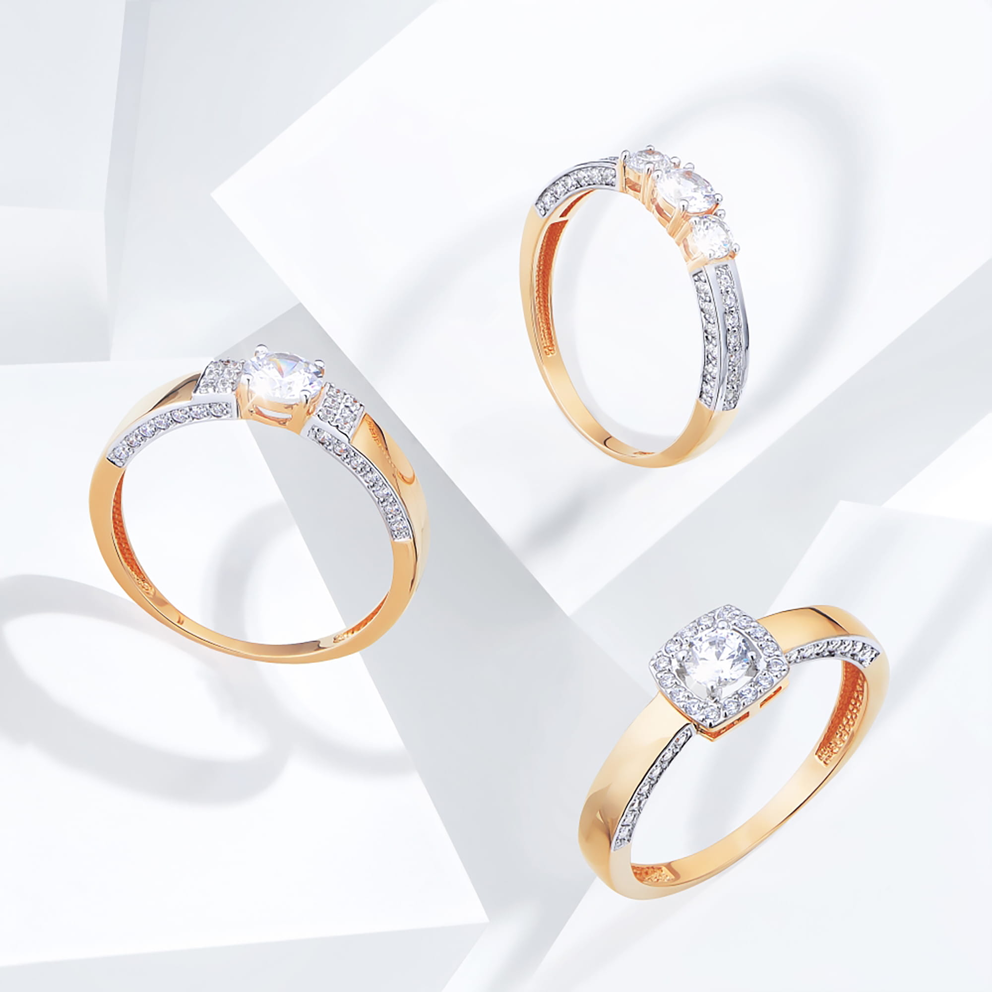 Кольцо из золота 585 пробы с фианитом KARATOV Т142018893 Золото 585 пр.