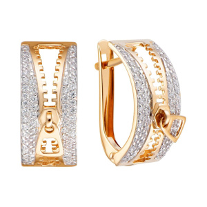 Серьги из золота 585 пробы с фианитом АЛЕКСАНДРА ЮЗ кл3670а-01