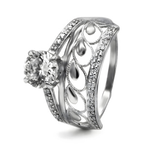 Кольцо из серебра 925 пробы с фианитом EFREMOV 1010010352-1