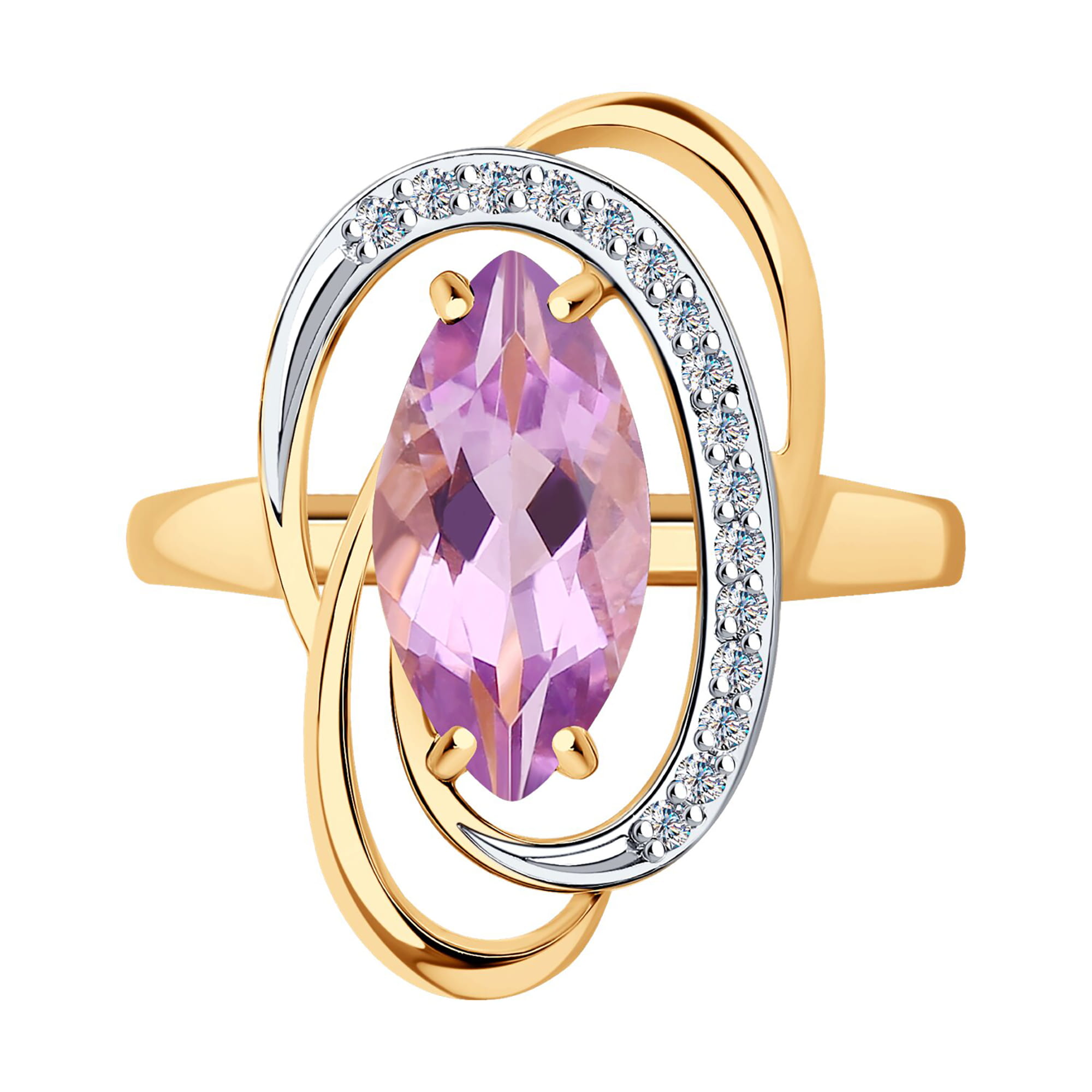 Кольцо из золота 585 пробы с аметистом SOKOLOV 715976 Золото 585 пр.