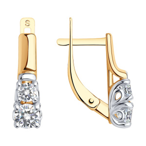 Серьги из золота 585 пробы с фианитом SOKOLOV 028013