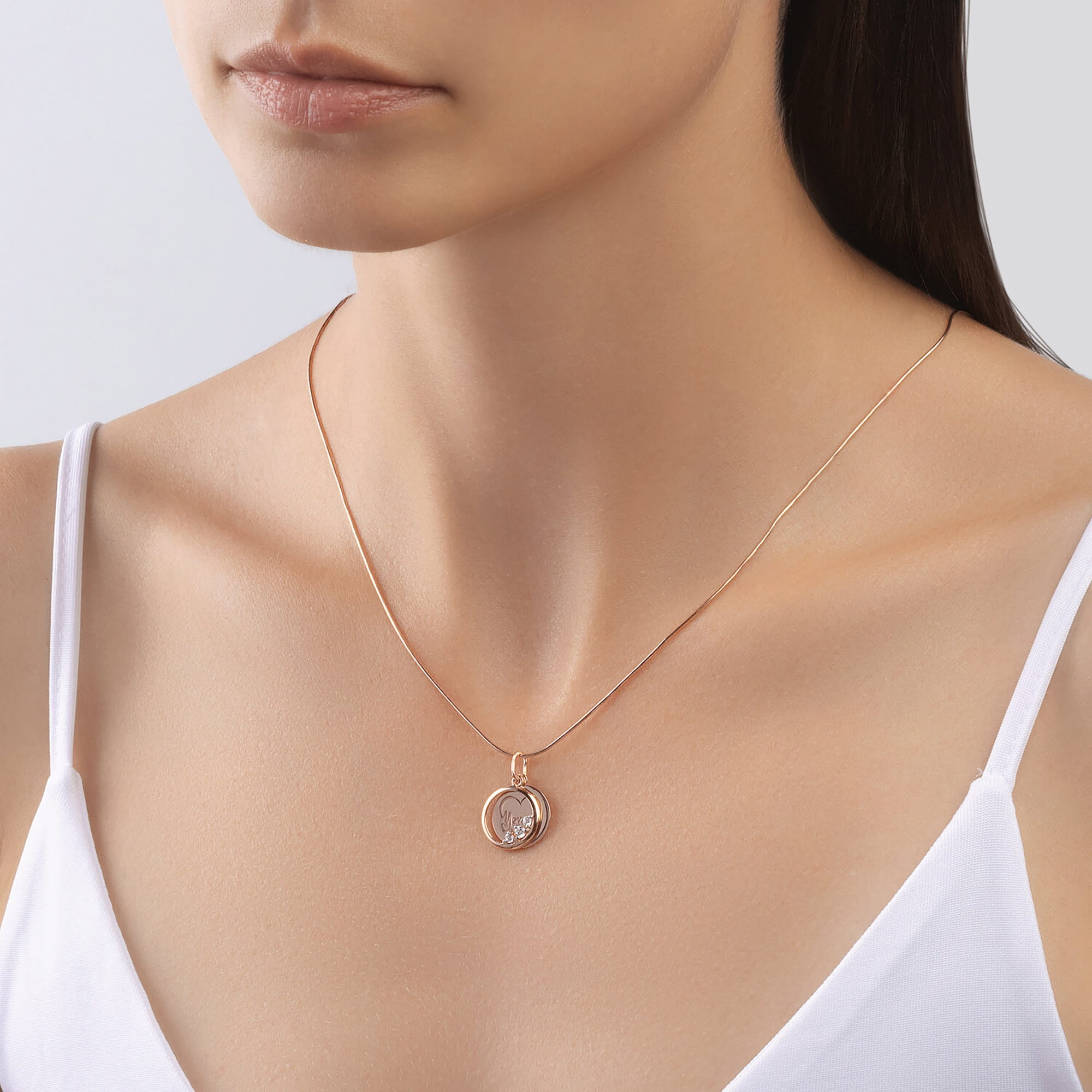 Кулон из золота 585 пробы с фианитом SOKOLOV 035774 Золото 585 пр.