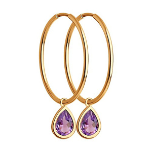 Серьги из золота 585 пробы с аметистом SOKOLOV 51-324-02065-3