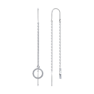Серьги из серебра 925 пробы с фианитом SOKOLOV 94026609