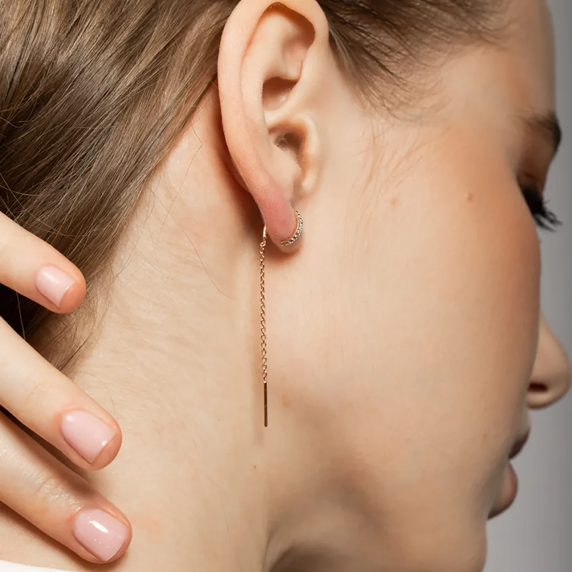 Серьги из золота 585 пробы с фианитом SANIS 01-215434 Золото 585 пр.