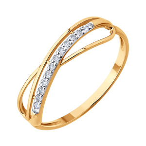 Кольцо из золота 585 пробы с фианитом SOKOLOV 019581