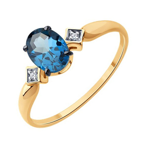 Кольцо из золота 585 пробы с топазом SOKOLOV 51-310-01919-2