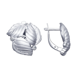Серьги из серебра 925 пробы с фианитом SOKOLOV 94022587