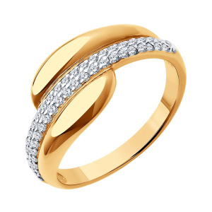 Кольцо из золота 585 пробы с фианитом SOKOLOV 019425