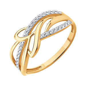 Кольцо из золота 585 пробы с фианитом SOKOLOV 019573