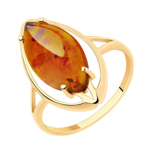 Кольцо из золота 585 пробы с янтарем SOKOLOV 51-310-00771-1