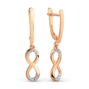 Серьги из золота 585 пробы с фианитом DINASTIA 030642-1102