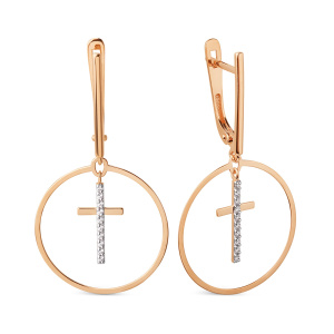 Серьги из золота 585 пробы с фианитом DINASTIA 501042-1102