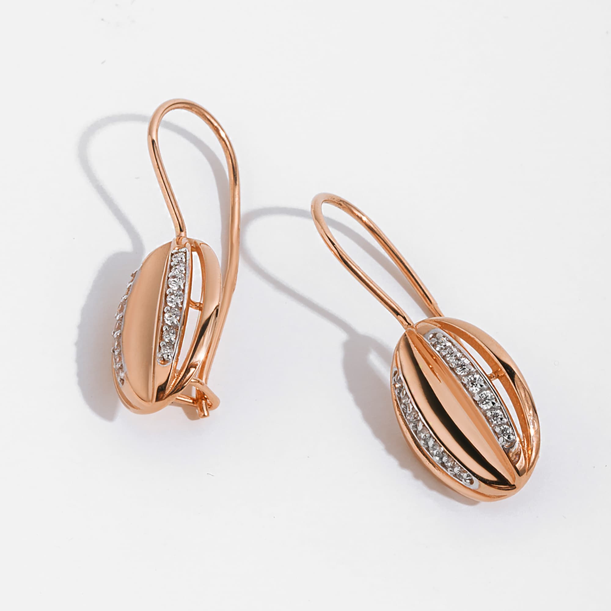 Серьги из золота 585 пробы с фианитом DINASTIA 023412-1102 Золото 585 пр.