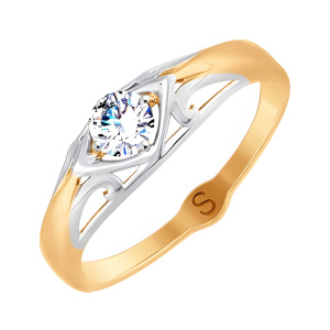 Кольцо из золота 585 пробы с фианитом SOKOLOV 017830