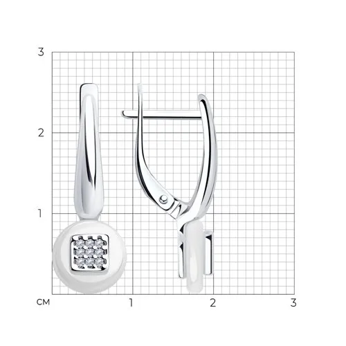 Серьги из серебра 925 пробы с керамикой SOKOLOV 94-120-01265-2