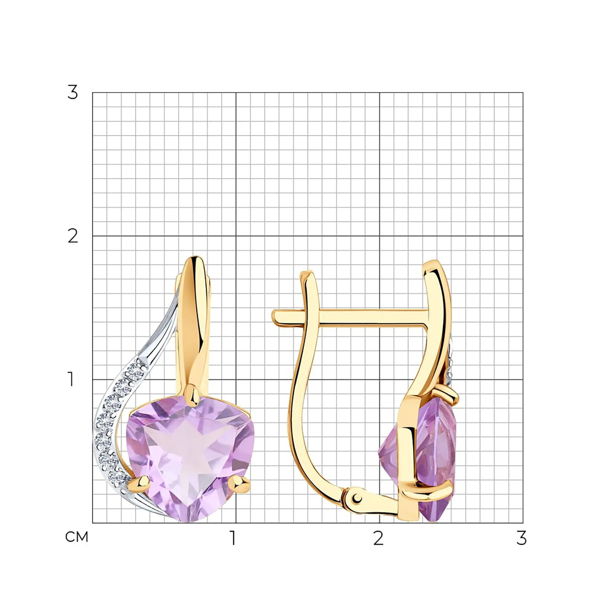 Серьги из золота 585 пробы с аметистом SOKOLOV 727145 Золото 585 пр.